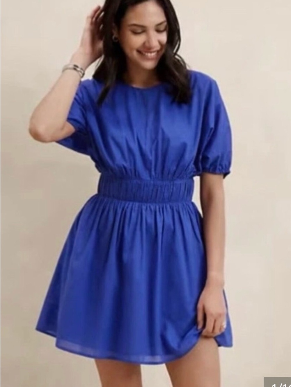 Banana Republic Royal Blue Smocked-Waist Mini Dress